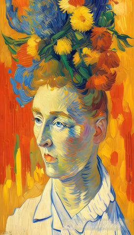 Painting Of A Woman With Flowers On Her Head Ai Painting