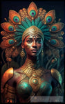 Painting Of An African Woman Decorated With Peacock Feathers Portrait Ai Art