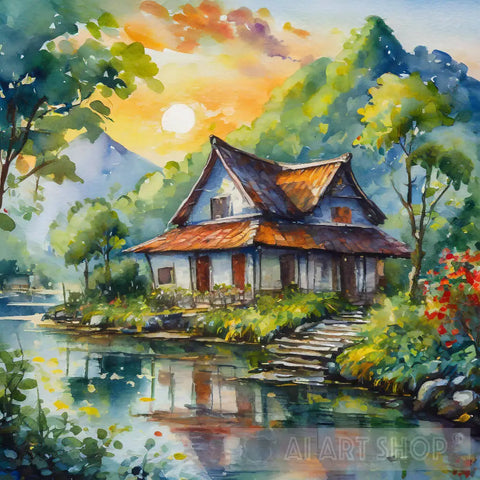 Painting Of Village Home Ai