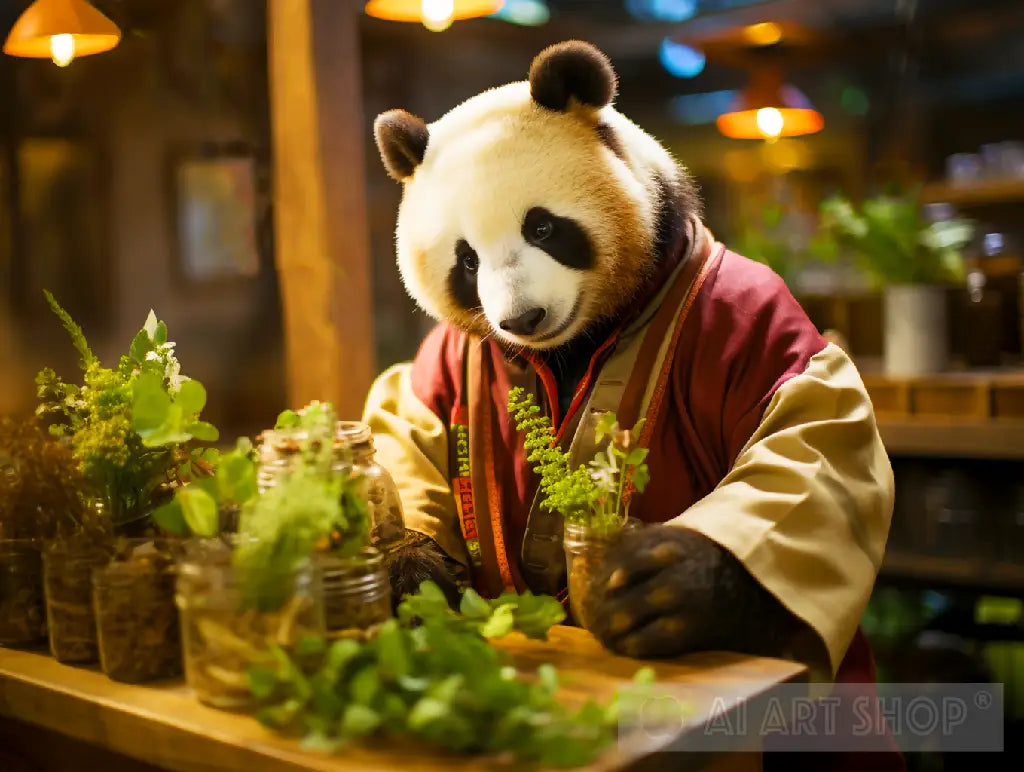 Panda Apothecary in Herb Selection - Laboratory Scene