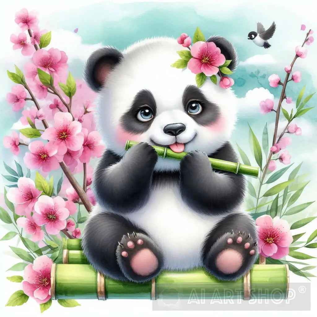 panda, bamboo, balance, nature, animal, cute