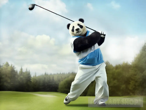 Panda Golf Player Ai Artwork