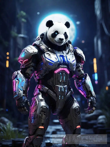 Panda In Cyborg Body #1 Ai Artwork