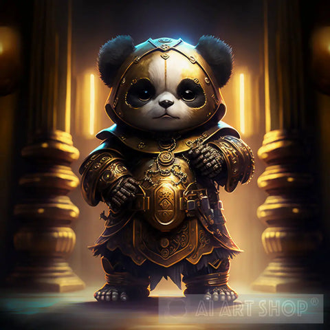 Panda In Golden Armor Animal Ai Art