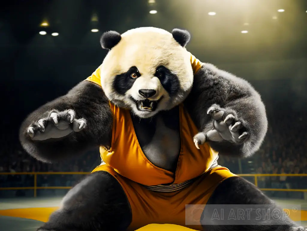 Panda Wrestler Ready for Battle