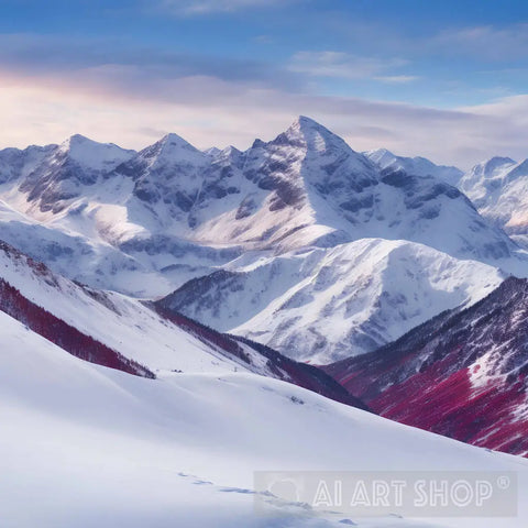 Panorama Of A Colored Mountain Landscape With The Snow-Covered Mountains Nature Ai Art