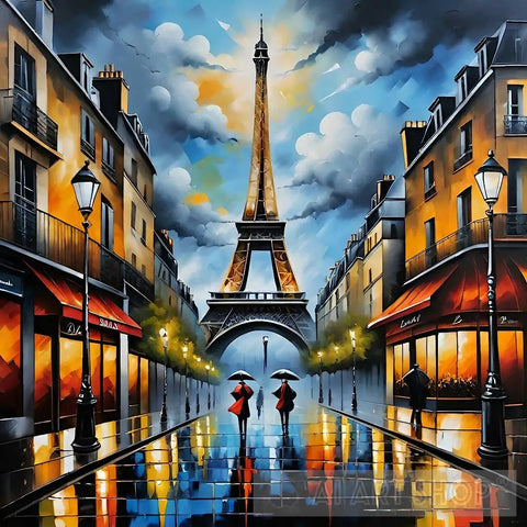 Paris In The Rain Street Ai Art
