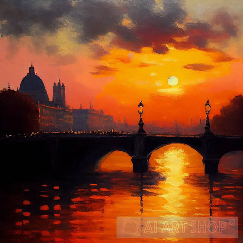 Paris In The Sunset: A Claude Monet Inspired Masterpiece - 4 Arts Ai Painting