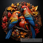 Parrots Mandala Style Natural Art Fantasy Animal Ai