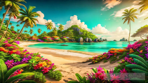 Peaceful Beach Landscape Ai Art