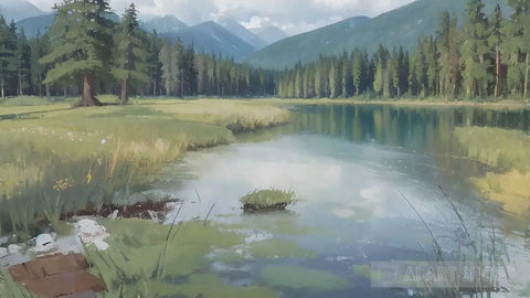 Peaceful Lake Scenery Landscape Ai Art