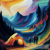 People Camping In The Middle Of Mountains Oil Painting Abstract Art 11 Landscape Ai Art