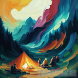 People Camping In The Middle Of Mountains Oil Painting Abstract Art 11 Landscape Ai Art