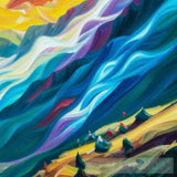 People Camping In The Middle Of Mountains Oil Painting Abstract Art 11 Landscape Ai Art