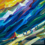 People Camping In The Middle Of Mountains Oil Painting Abstract Art 11 Landscape Ai Art