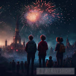 People Looking At Fireworks Ai Artwork