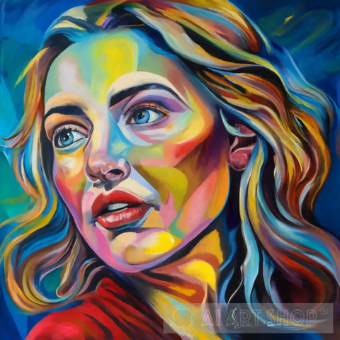 Photo Of A Mesmerizing Painting Capturing The Enchanting Gaze Woman With Captivating Blue Eyes Ai