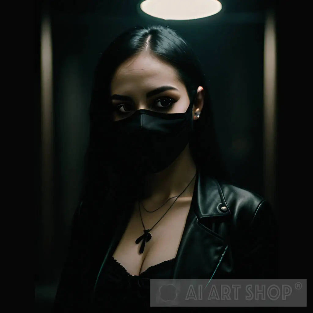 Photo portrait of a girl in a black mask