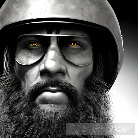 Photorealistic Retro Biker Portrait Ai Art