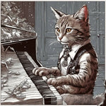 Piano Cat Christmas Animal Ai Art