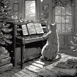 Piano Cat Christmas Animal Ai Art