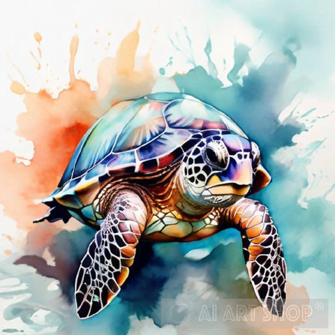 Picture A Watercolor Illustration Of Sea Turtle Ai Artwork