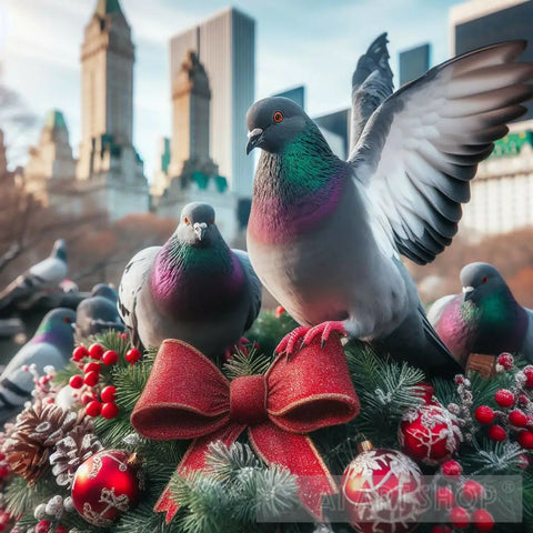 Pigeon Christmas In Nyc Ai Artwork