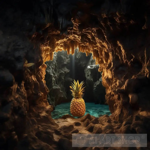 Pineapple In A Cave Ai Artwork