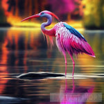 Pink And Orange Wading Bird Of The Jungle Animal Ai Art