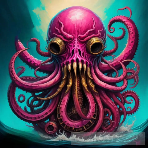 Pink Crazy Kraken Abstract Ai Art