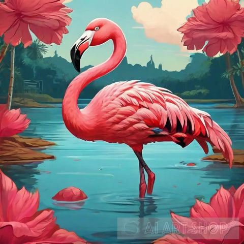 Pink Flamingo Animal Ai Art