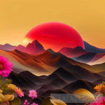 Pink Horizon Landscape Ai Art