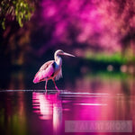 Pink Reflections Tropical Wading Bird Animal Ai Art