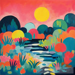 Pink Sky With Bright Bushes Expressionism Ai Art