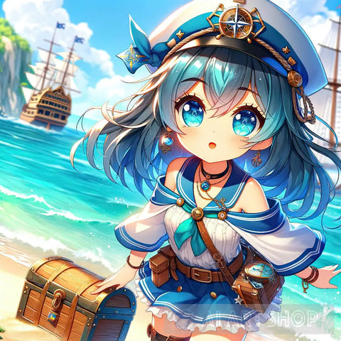 Pirate Girl With Treasure Map Ai Artwork