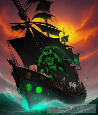 Pirate Ship In Water Ai Artwork