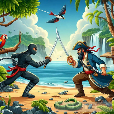 Pirate Versus Ninja Ai Artwork