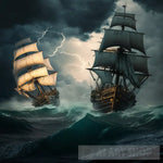 Pirates In Rough Seas Ai Painting