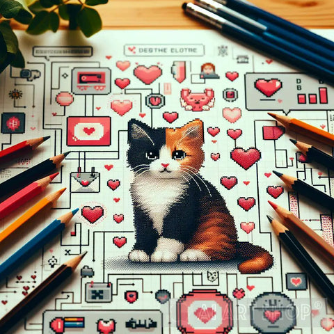 Pixel Art Cat Painting Animal Ai Art