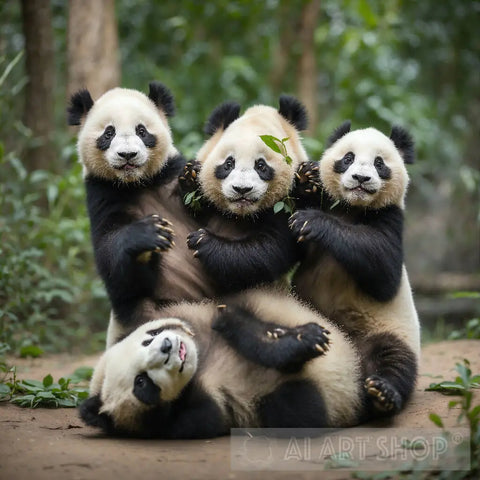 Playful Pandas Animal Ai Art