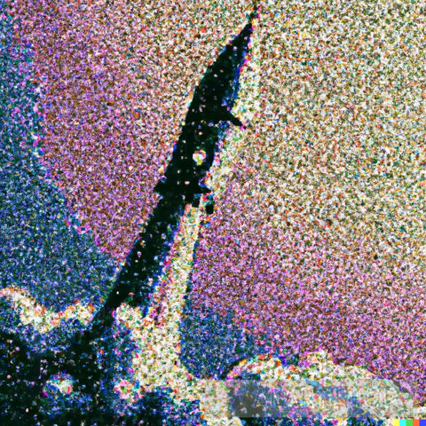 Pointillism Of Rocket Launching Into Space Ai Artwork