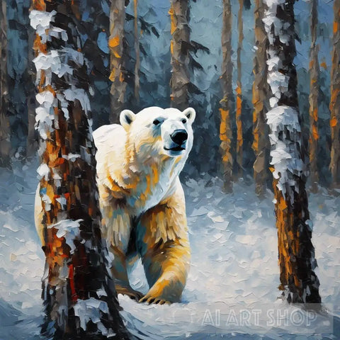 Polar Bear In The Forest Animal Ai Art