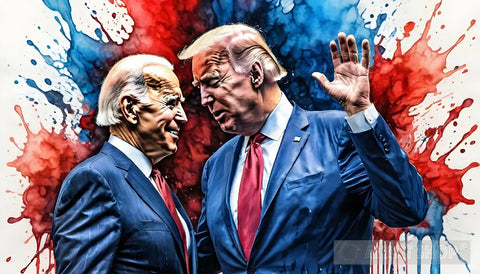 Political Duel: Biden Vs. Trump Ai Artwork