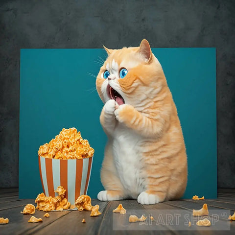 Popcorn & Cat Ai Artwork