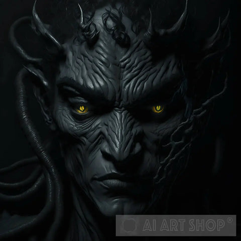 Portrait Of A Demon With Snake Eyes Ai Art