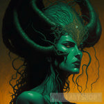 Portrait Of A Demonic Woman With Horns Ai Art