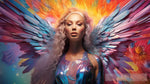 Portrait Of A Woman With Wings In Rainbow Colors Portrait Ai Art