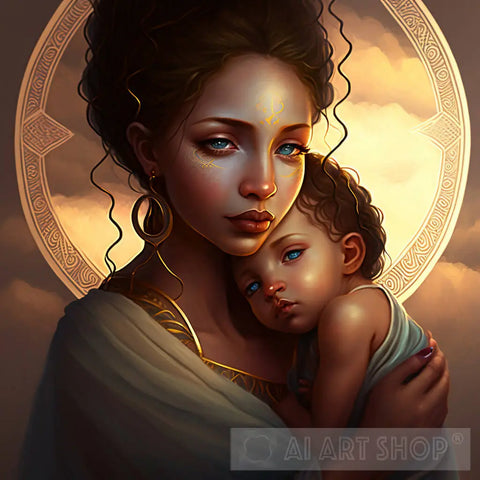 Portrait Of Mother And Child Ai Art