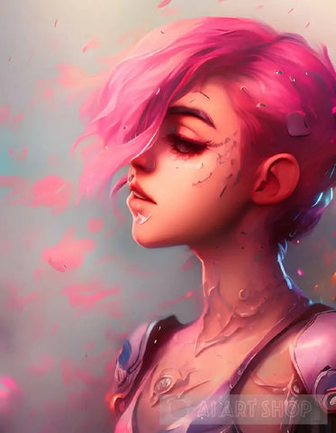 Portrait Of Pink Hair Ai Art