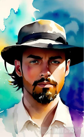 Portrait Of Young Hipster Ai Painting